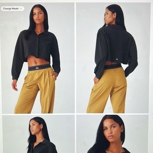 Alo yoga cropped take me out button up shirt